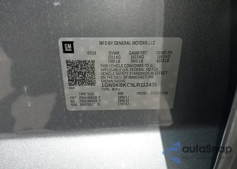 2020 Chevrolet Tahoe K1500 Lt z USA, uszkodzony, nr VIN 1GNSKBKC5LR112435